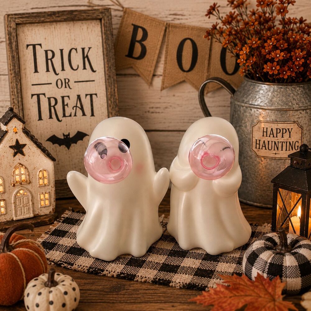 VIRAL 8” Halloween Ghost Blowing Bubble Blow Mold Set of 2 DG 2026 Summerween